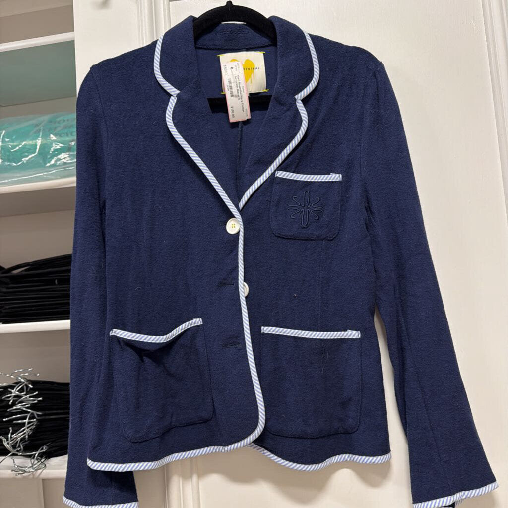 Navy Cotton Terrycloth Blazer