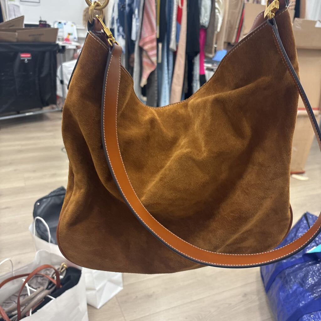 Brown Suede Hobo Bag