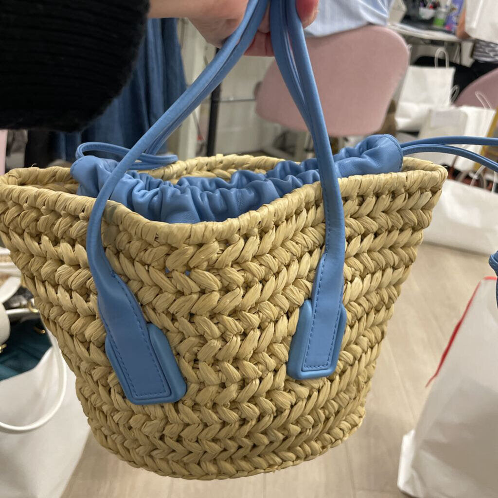 Raffia/Light Blue Small Arco Bag (est 2300)