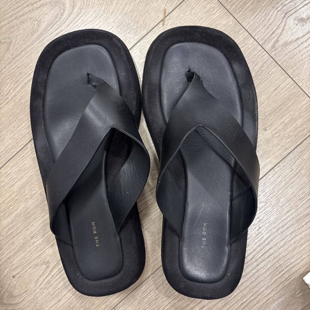 Black Leather Flip Flop