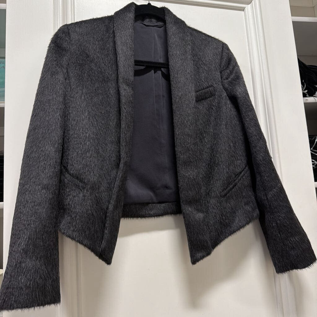 Gray Alpaca/Wool Cropped Jacket