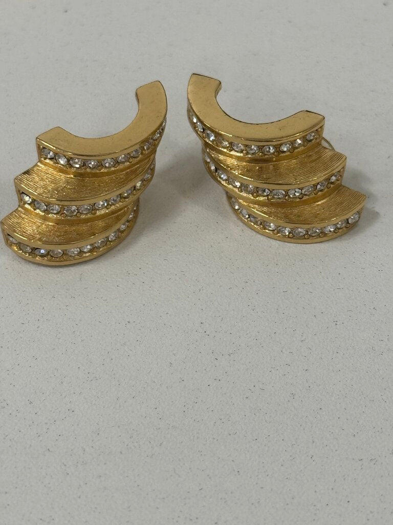 Vintage Gold Tone Crystal Earrings