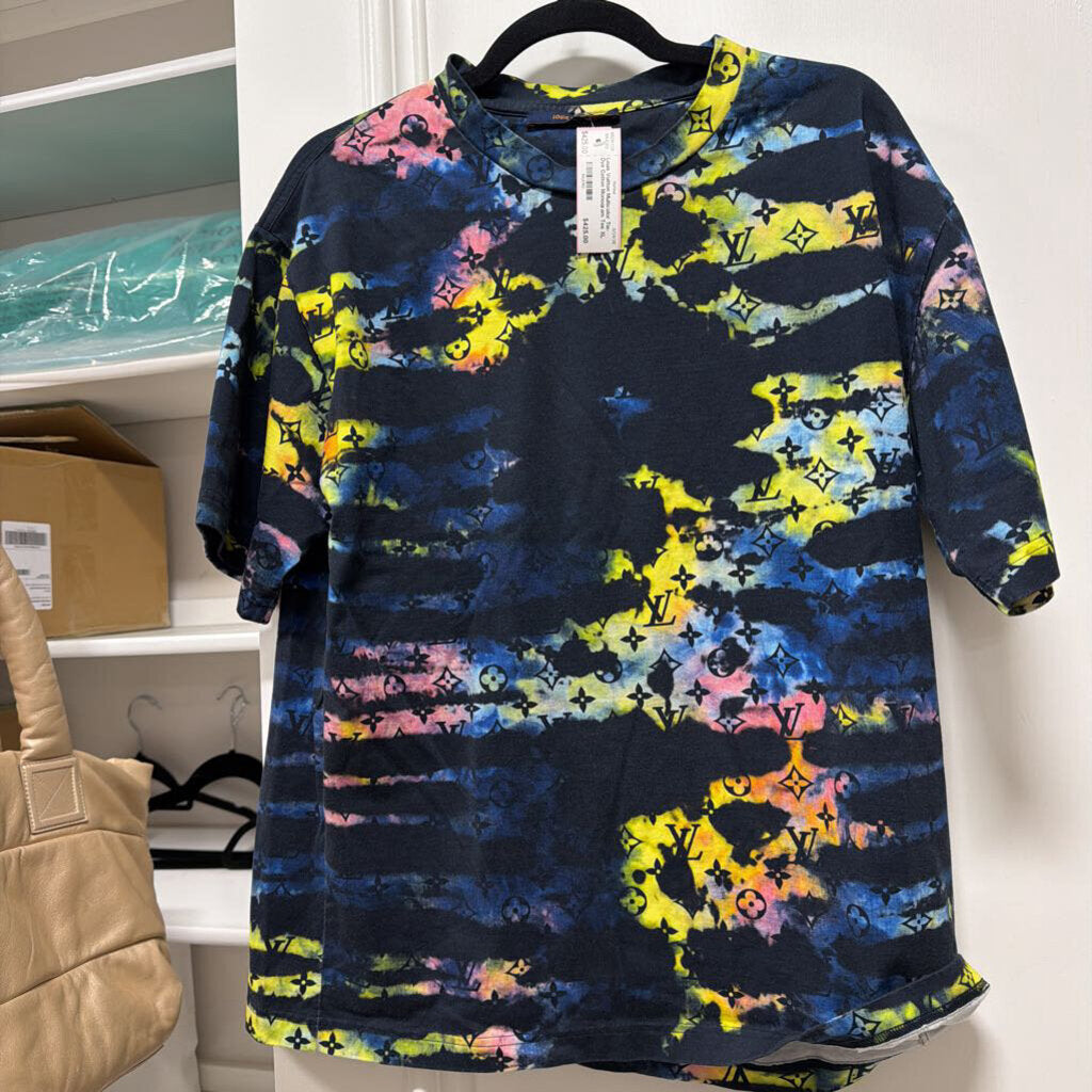 Multicolor Tie-Dye Cotton Monogram Tee