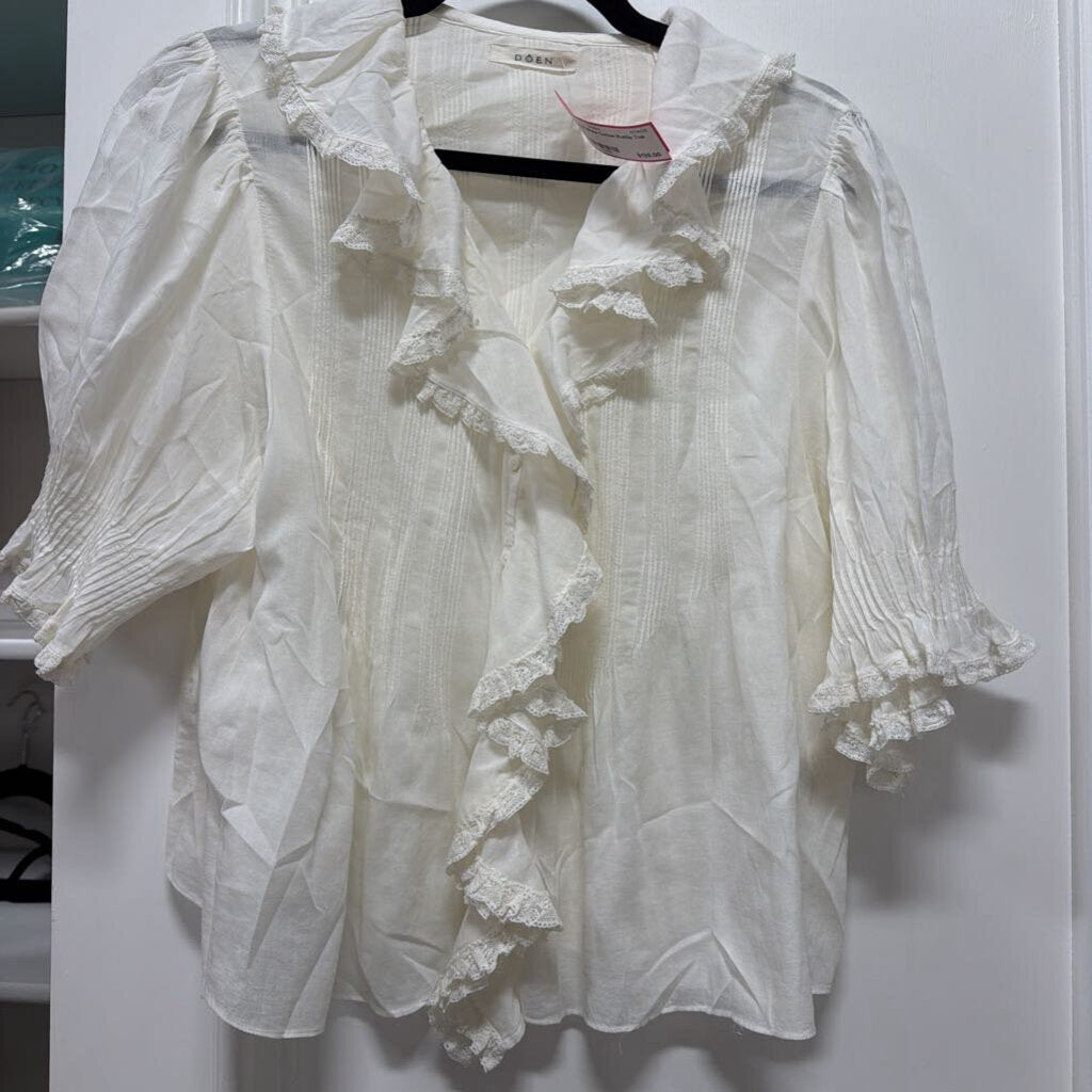 White Cotton Ruffle Top