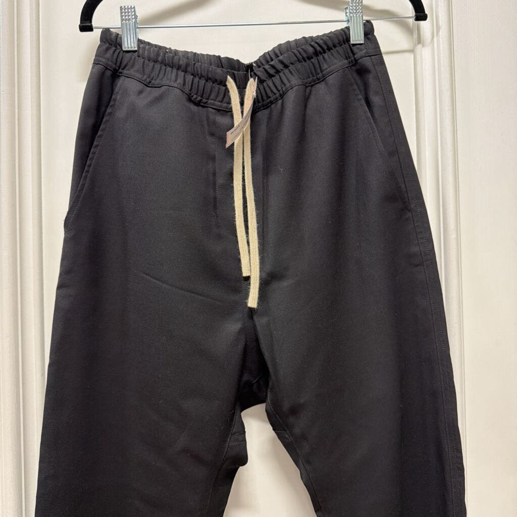 Black Wool Relaxed Drawstring Pants