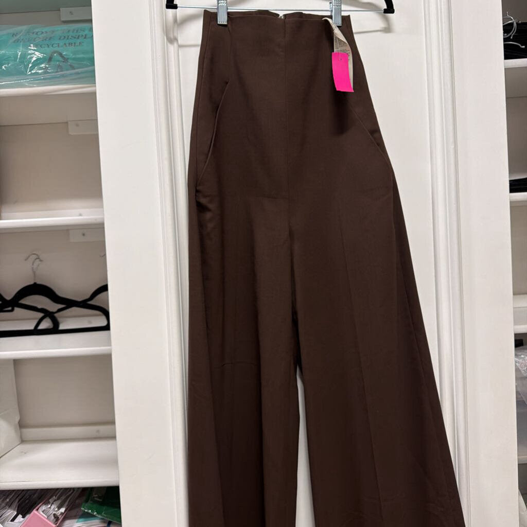 Brown Wool High Waisted Trouser