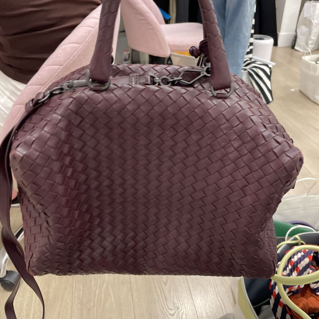 Burgundy Intrecciato Convertible Tote Bag