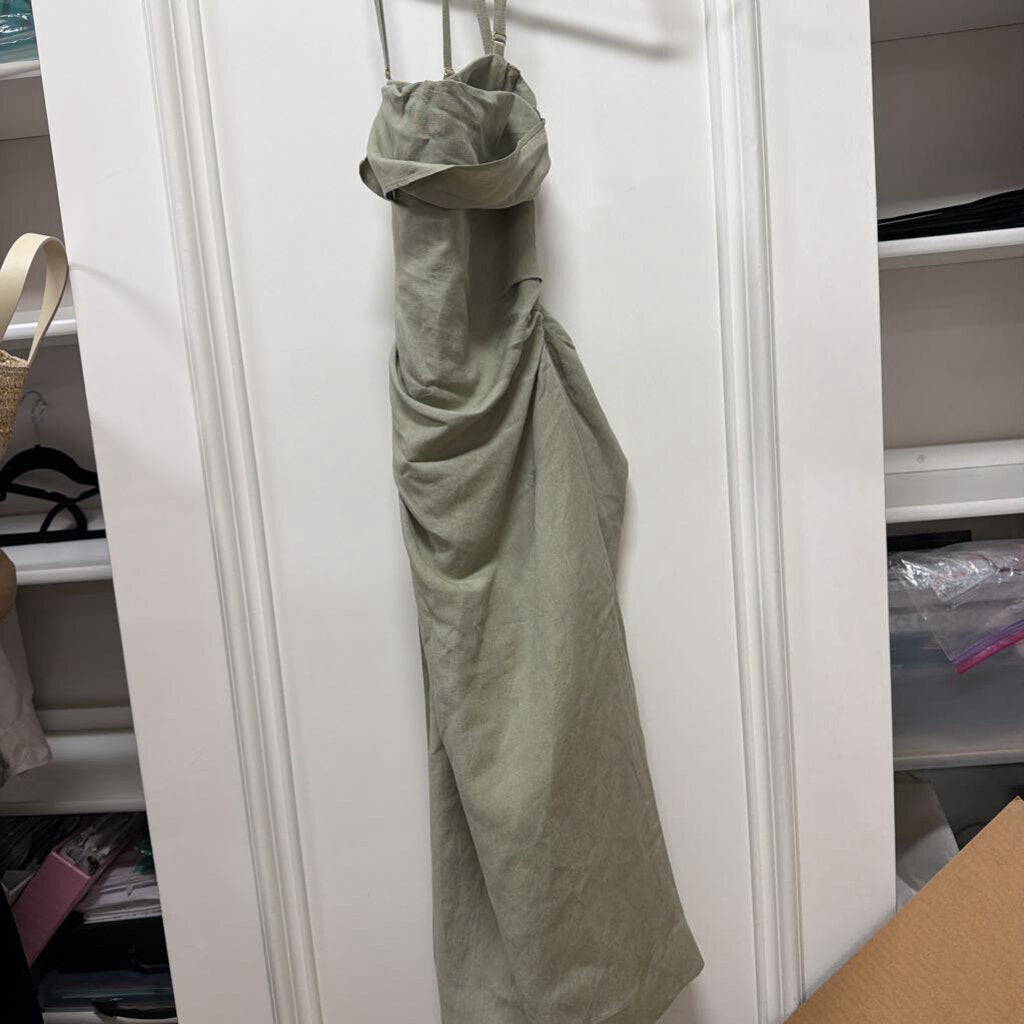 Green Linen/Viscose Mini Dress