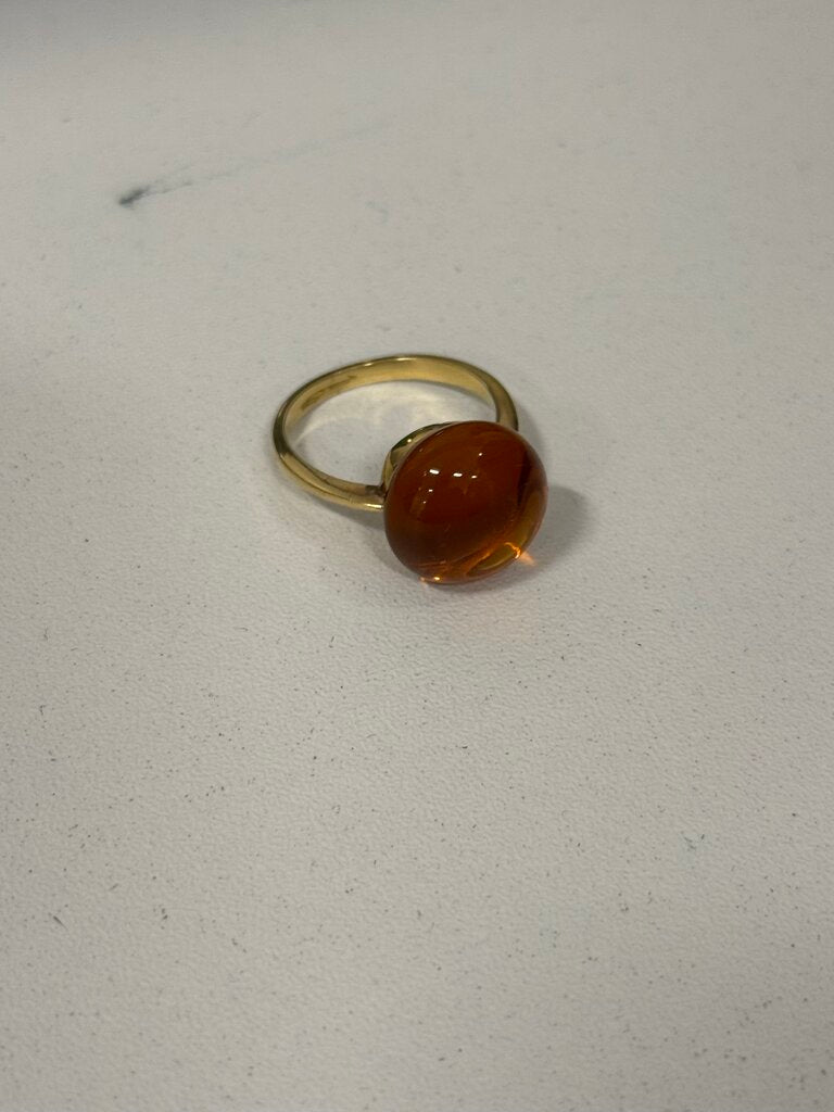 18k Yellow Gold Citrine Cabochon Ring
