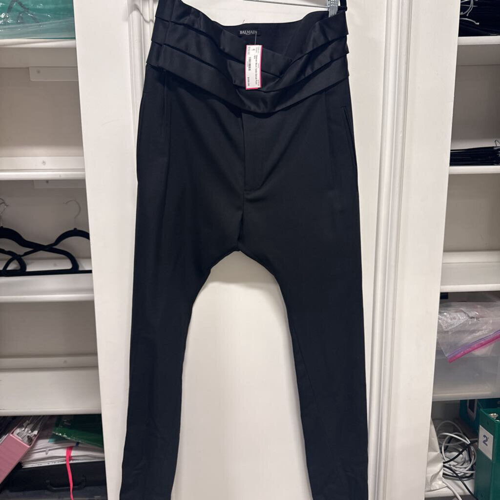 Black Satin Detail Pant