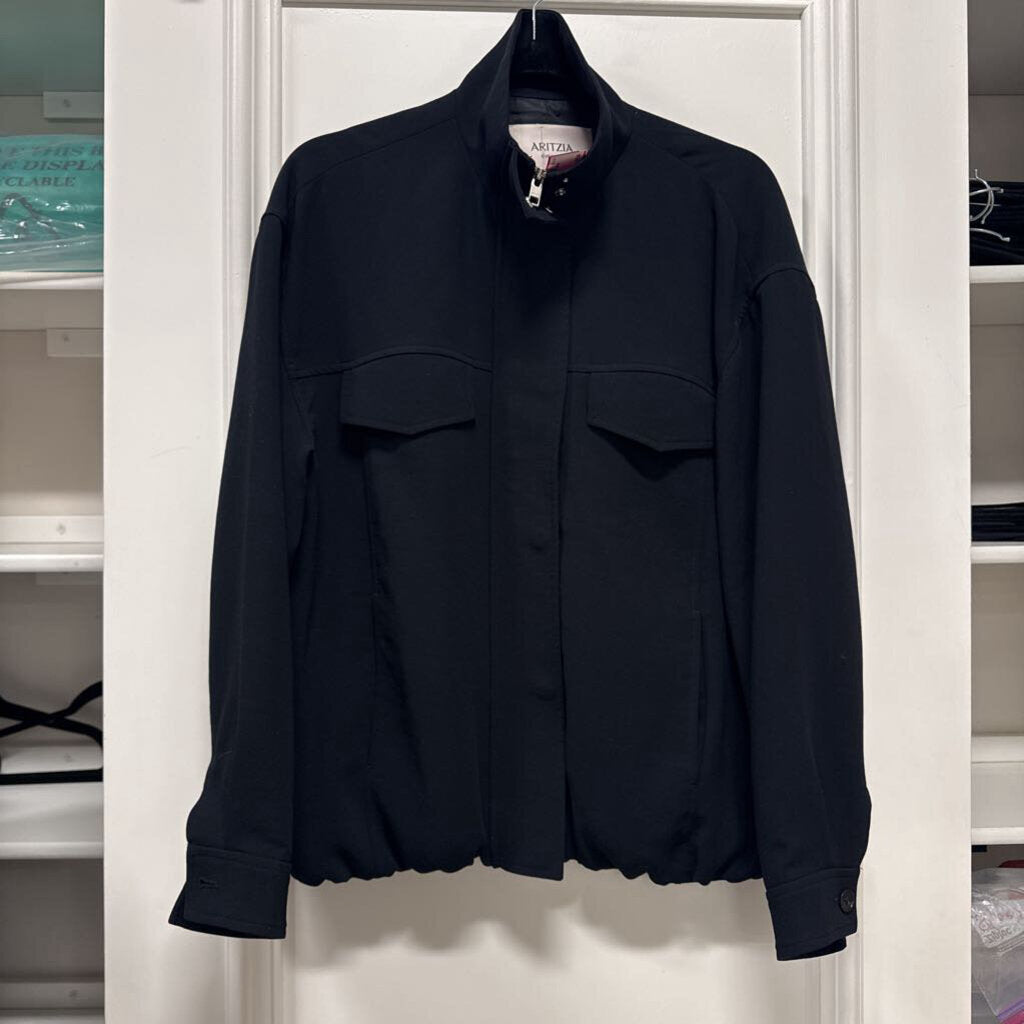 Black Poly Crepette Jacket