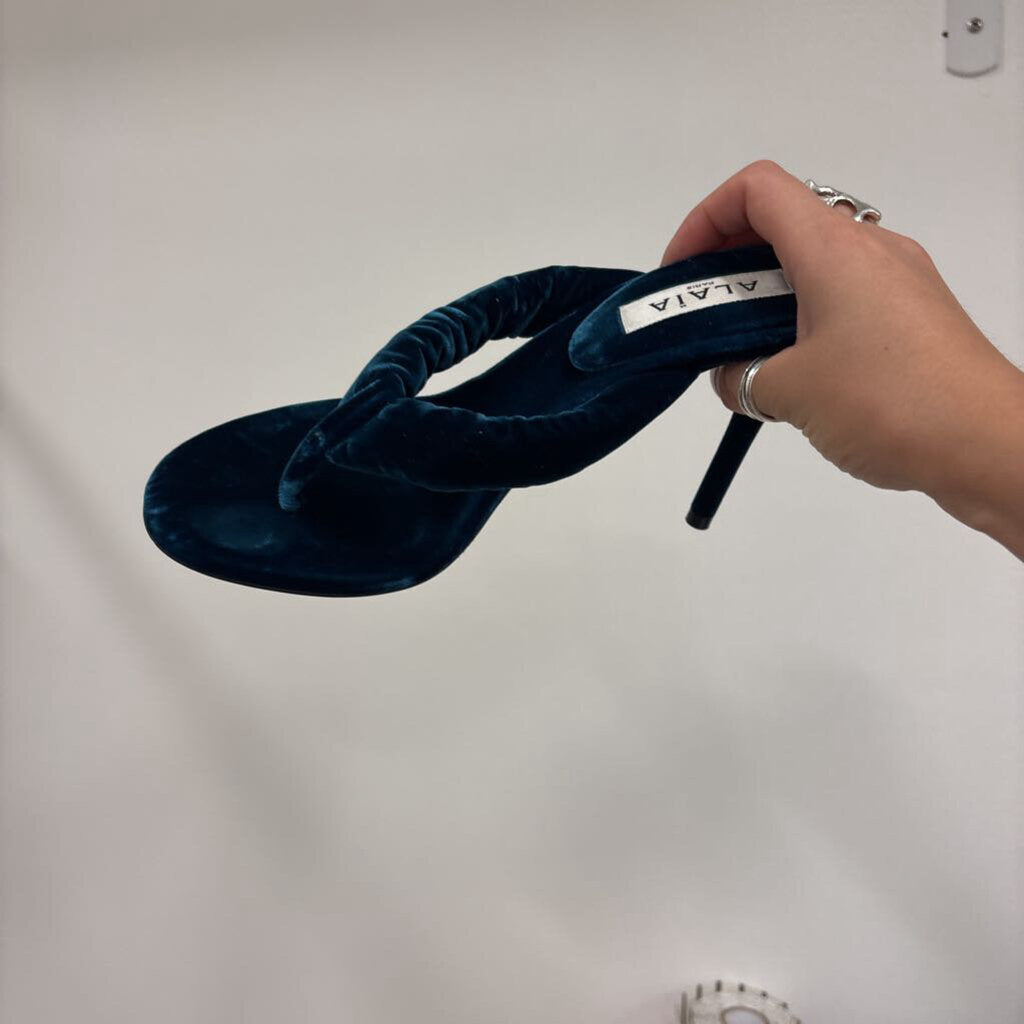 Blue Velvet Thong Sandal (1350)