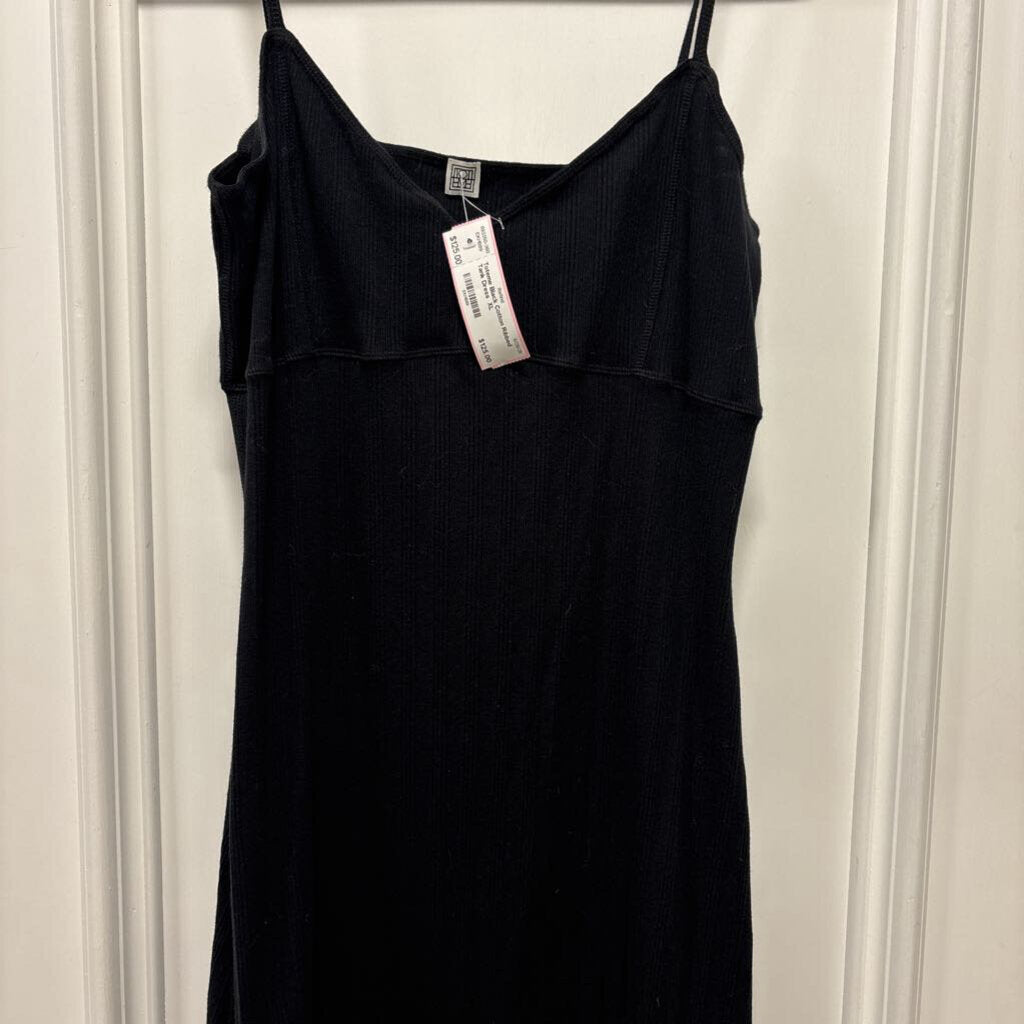 Black Cotton Ribbed Tank Dress