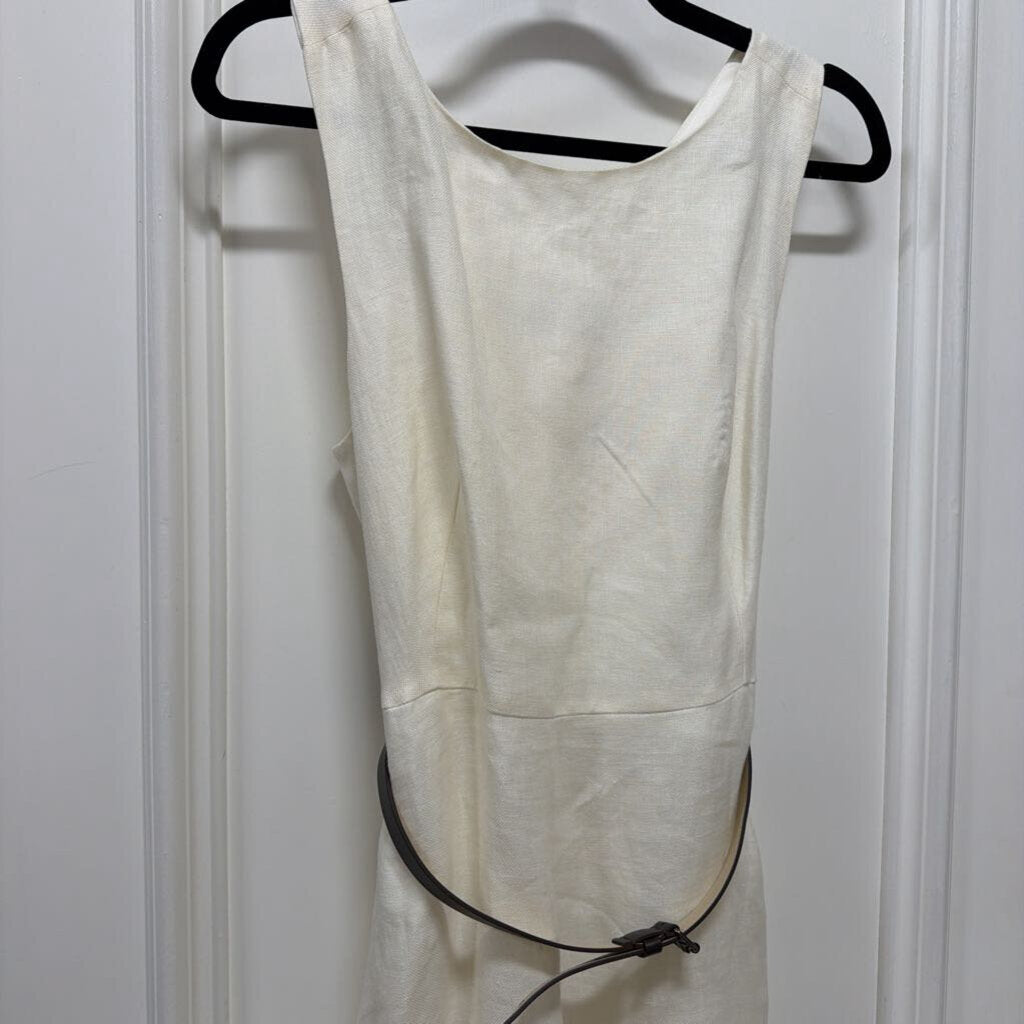 Cream Belted Midi Dress