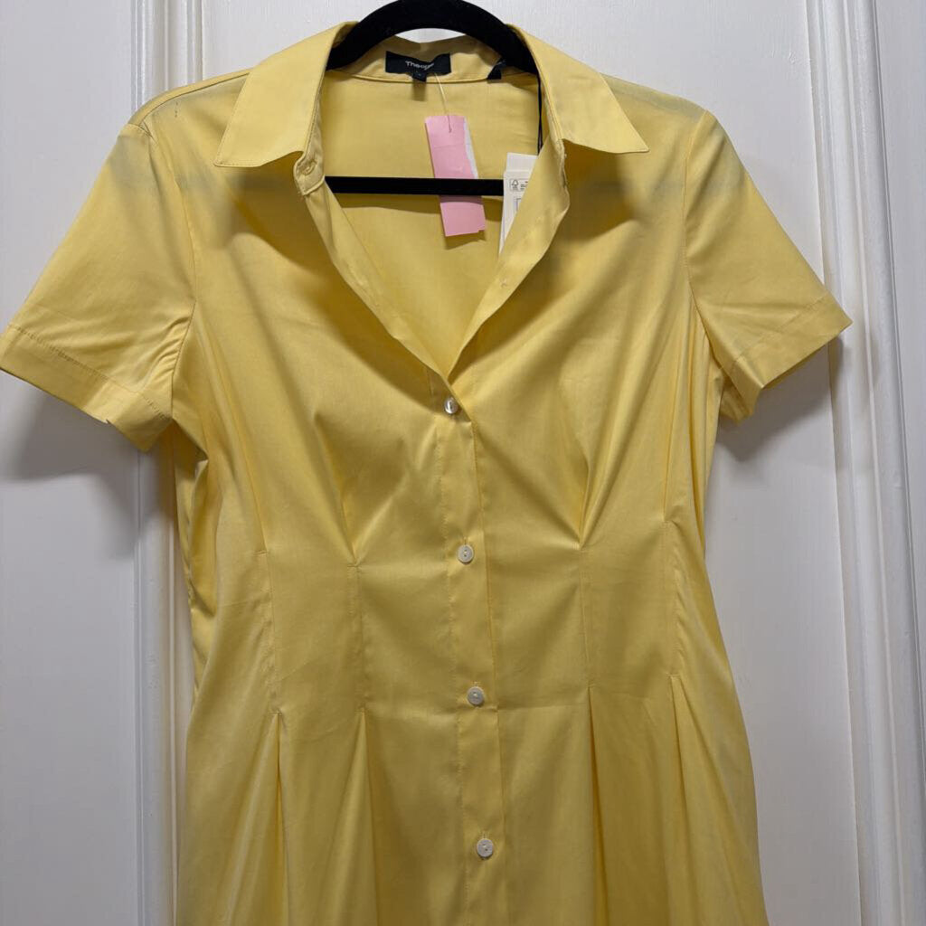 Yellow A Line Cotton Lycra Button Up Dress (NWT 325)