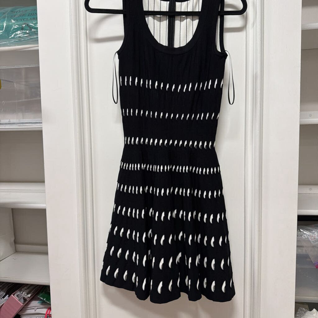 Black/White Viscose Eyelet Dress
