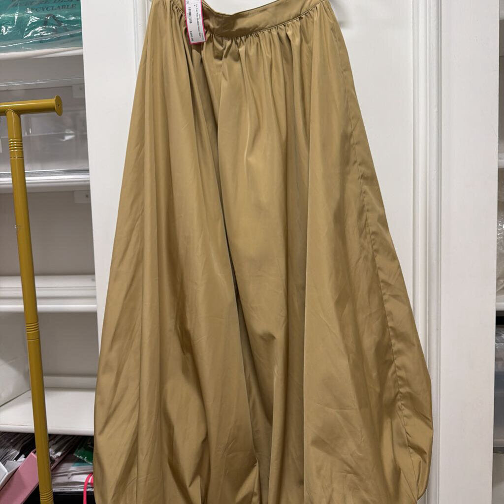 Tan Poly Bubble Maxi Skirt