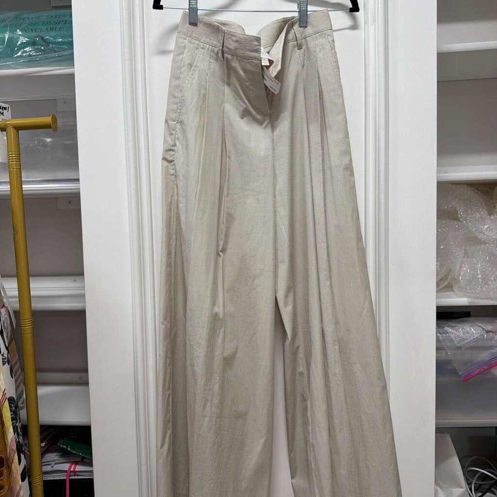 White/Brown Stripe Cotton Trousers