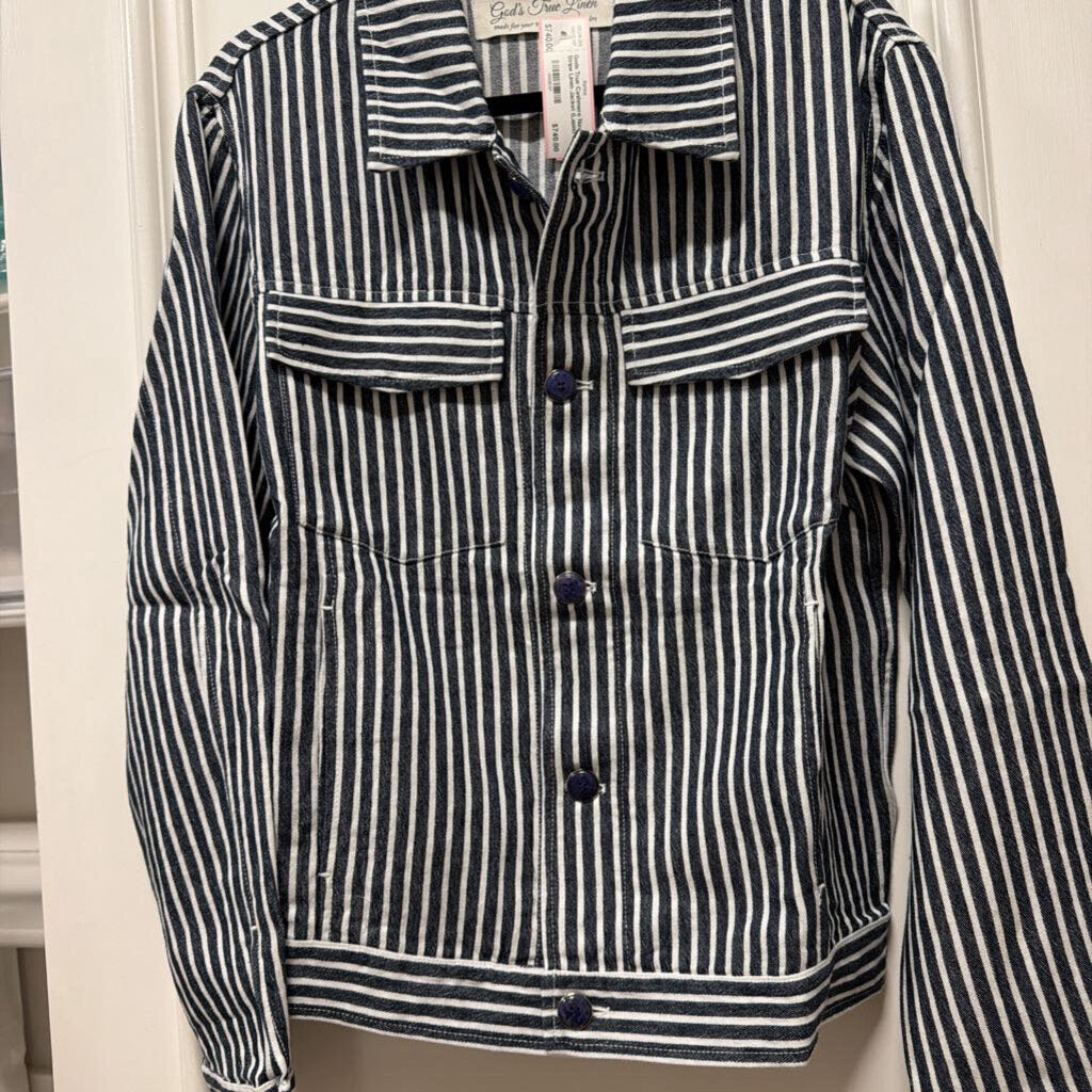 Navy Stripe Linen Jacket (Lapis)
