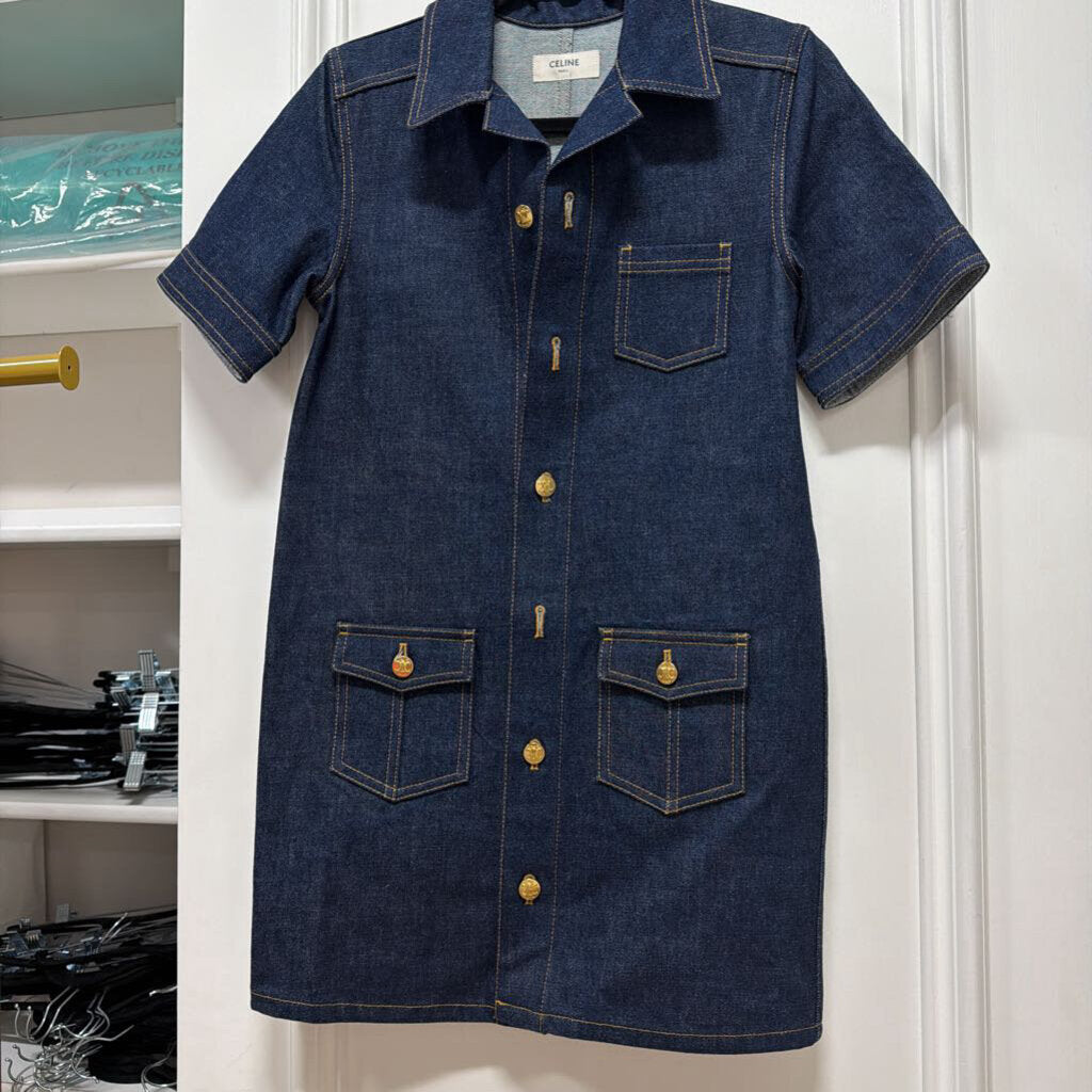 Indigo Denim Shirt Dress