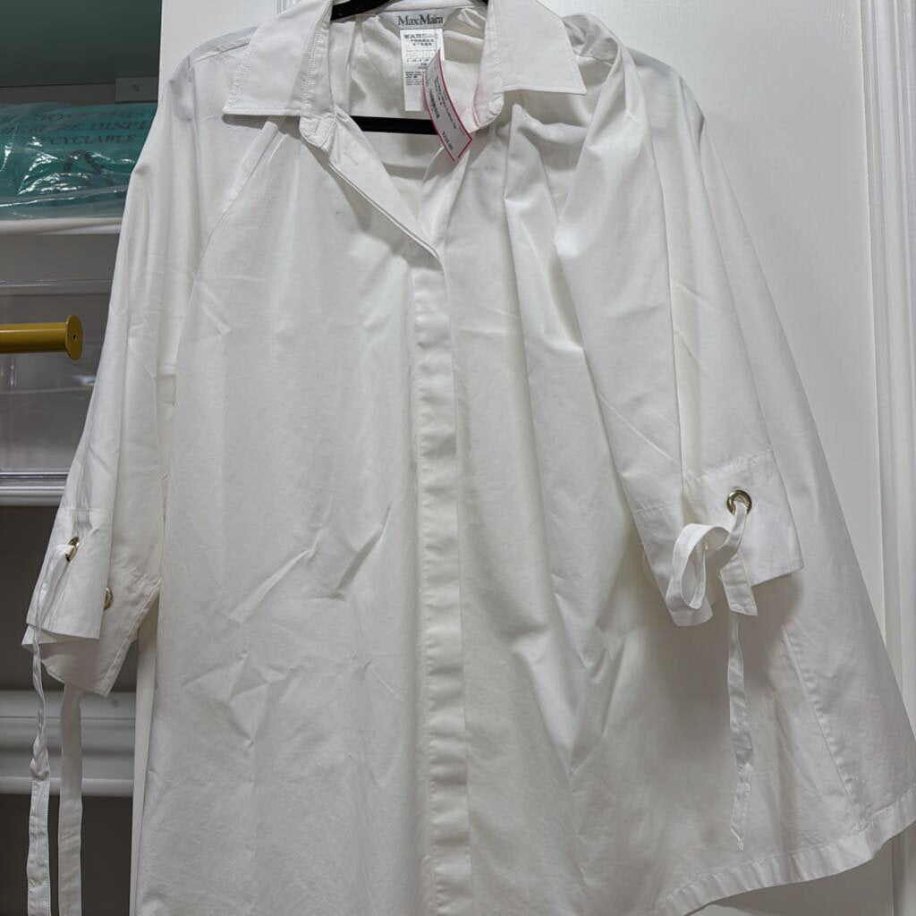 White Cotton Tie Sleeve Top, 6