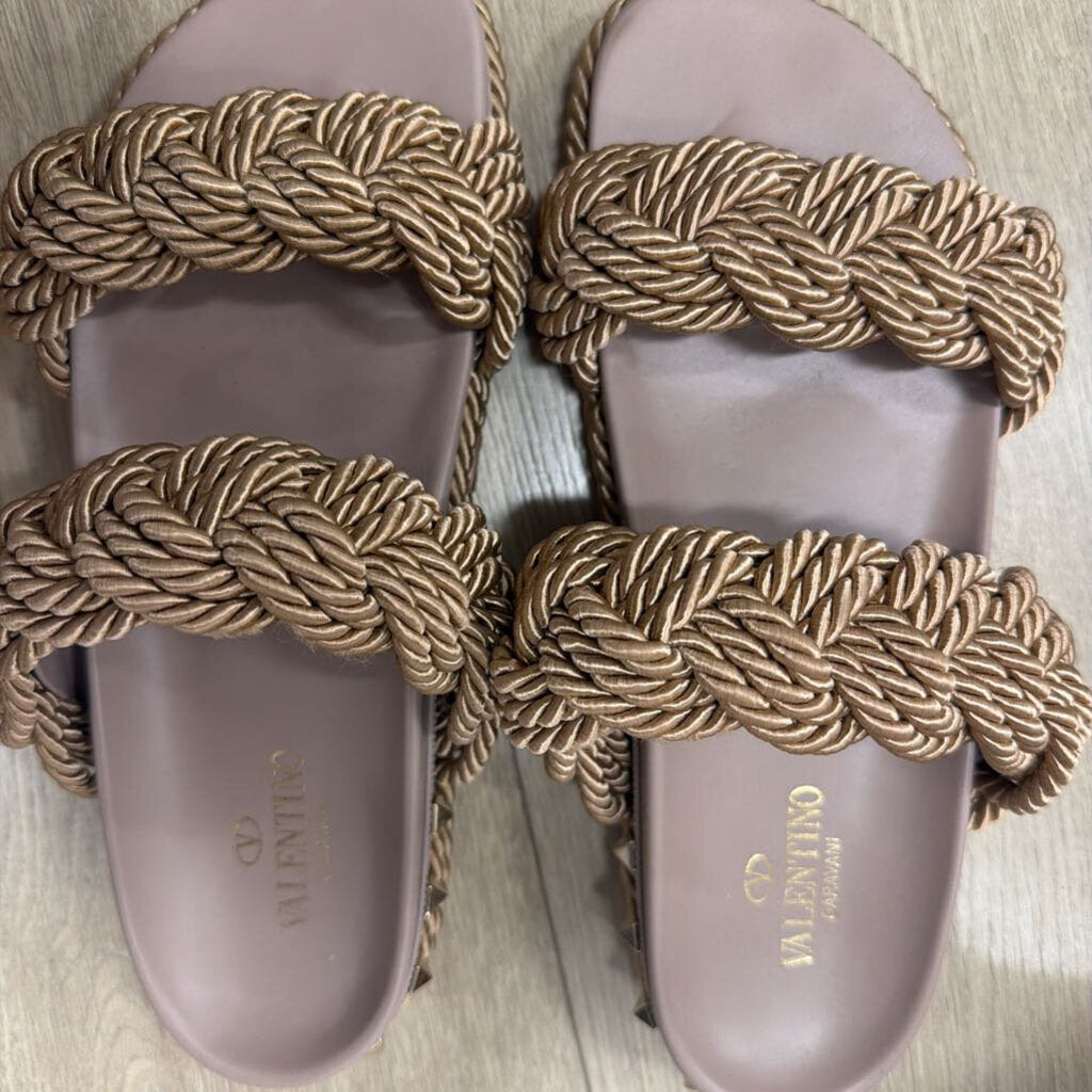 Nude Rope Rockstud Slides, 40 (as is) leather ripped