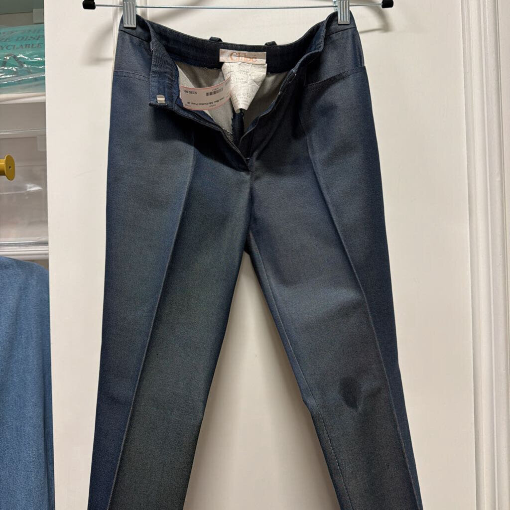 Blue Silk/Cotton Pant