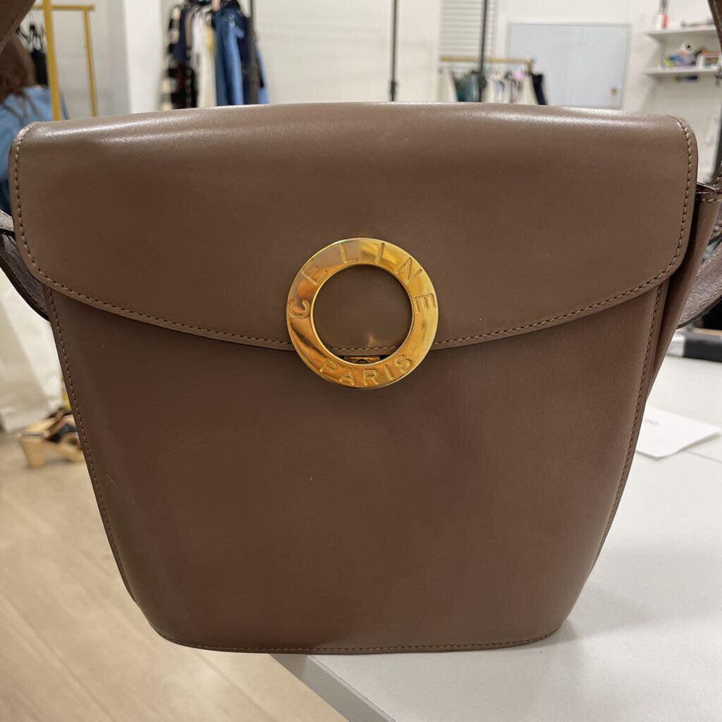 Taupe Circle Logo Shoulder Bag