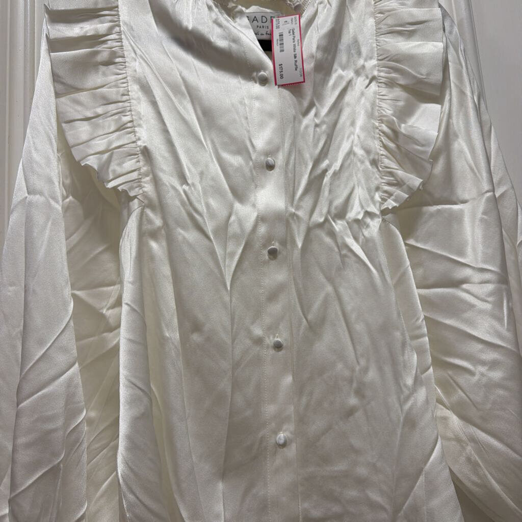 White Silk Ruffle Top
