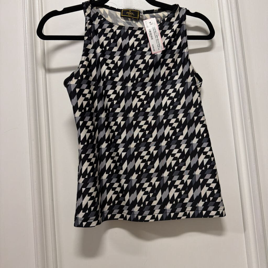 1990s Black/White Nylon Geometric Zucca Tank