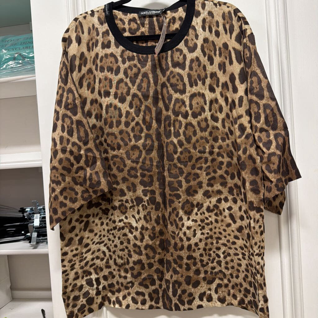 Leopard Print Linen Tee