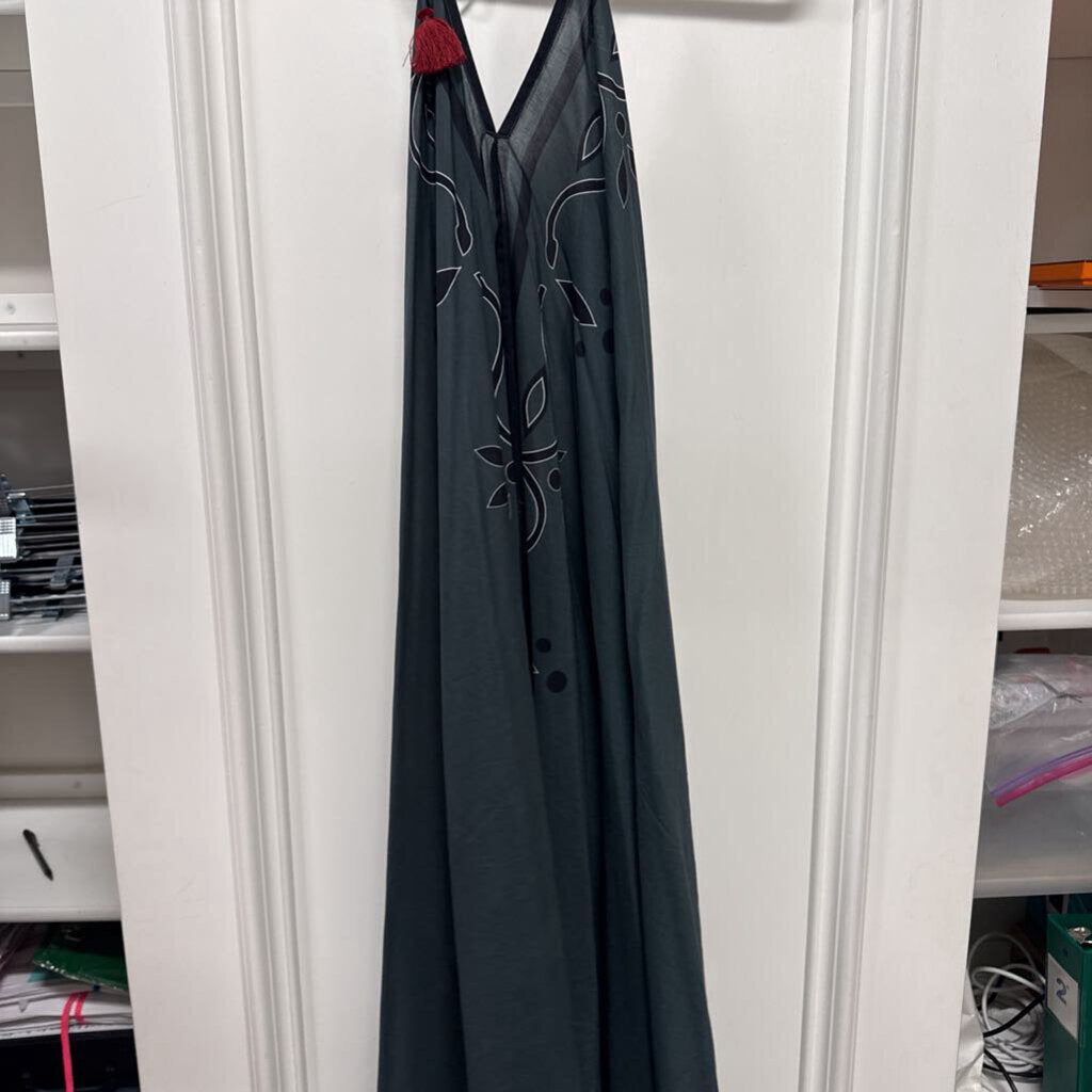 Gray Cotton Halter Dress