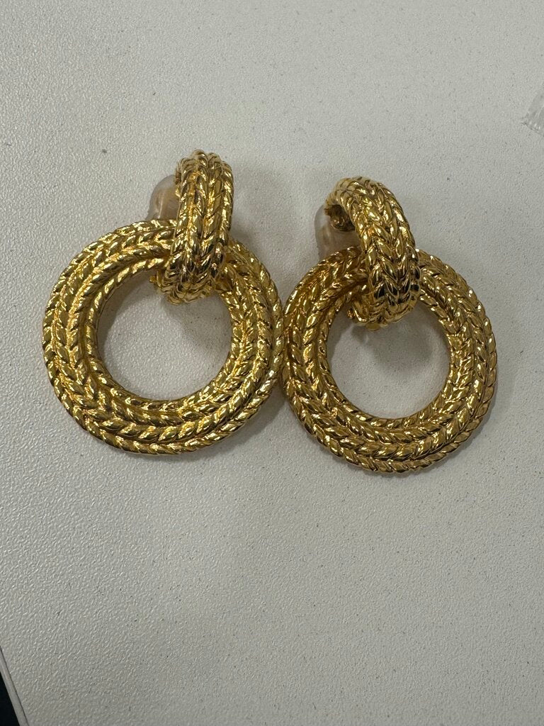 Vintage Gold-Tone Double Rope Earrings