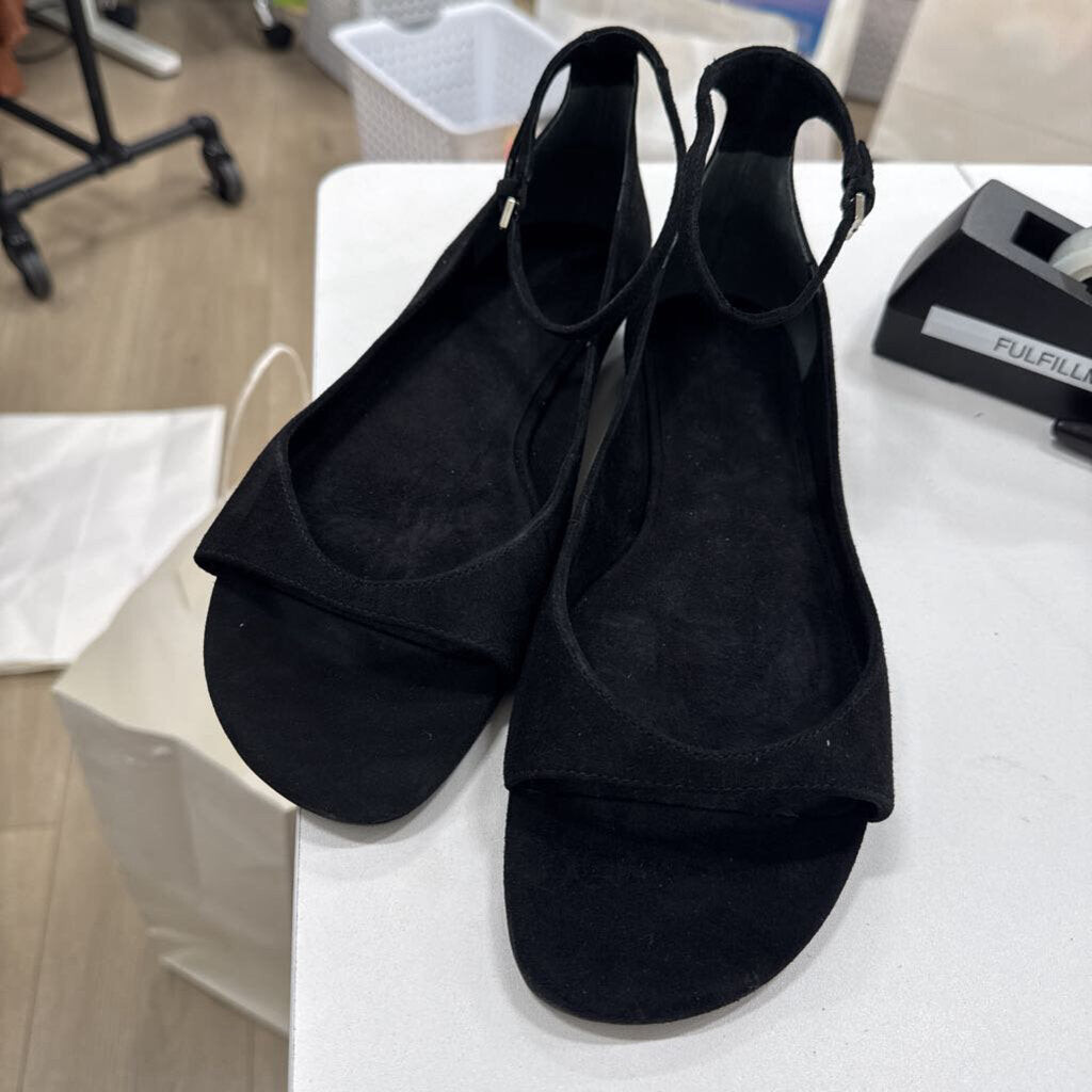 Black Suede Ankle Strap Sandals (9.5) (NEW)