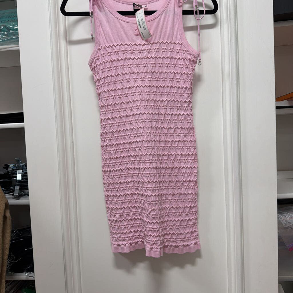 2023 Pink Cotton Ruched Mini Dress