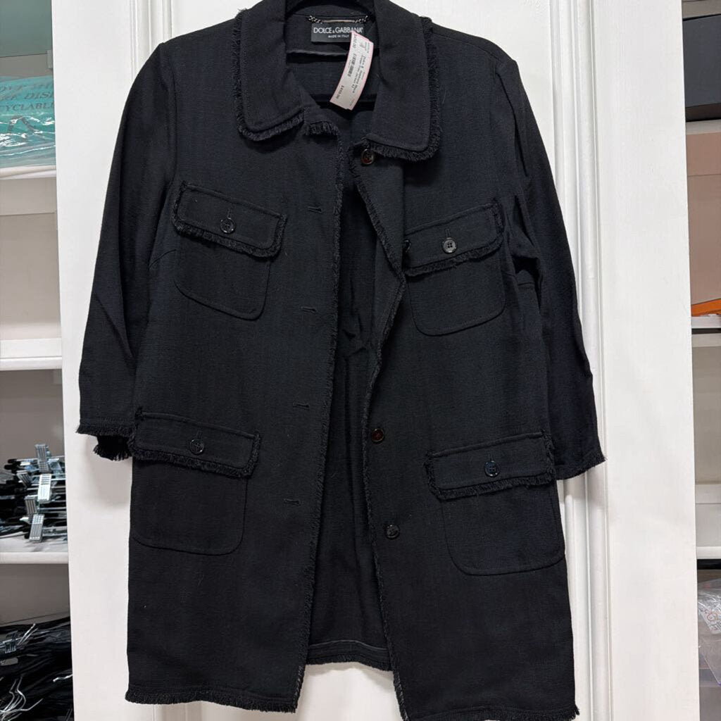 Black Fringe-Trim Jacket