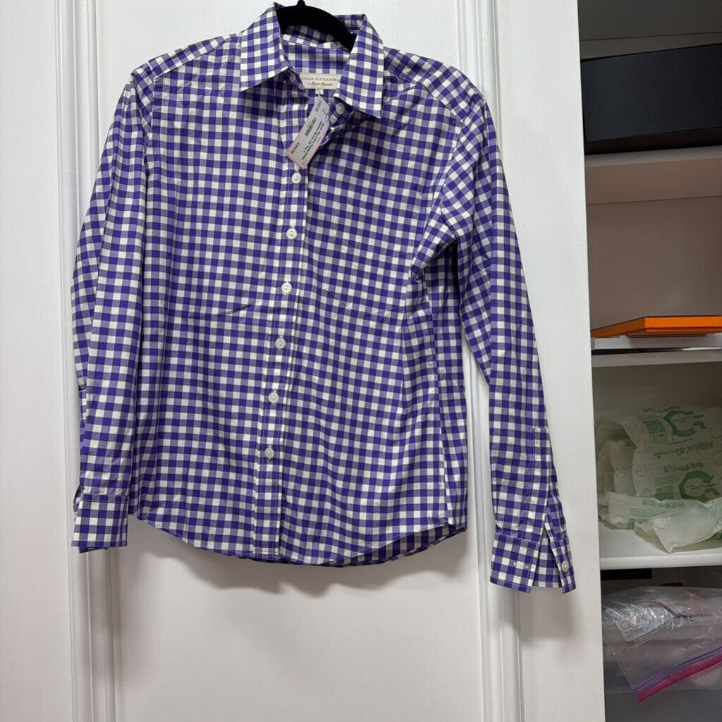 Purple/White Gingham Button Up Top