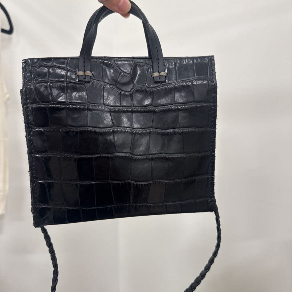Black Embossed Leather Simple Tote Bebe