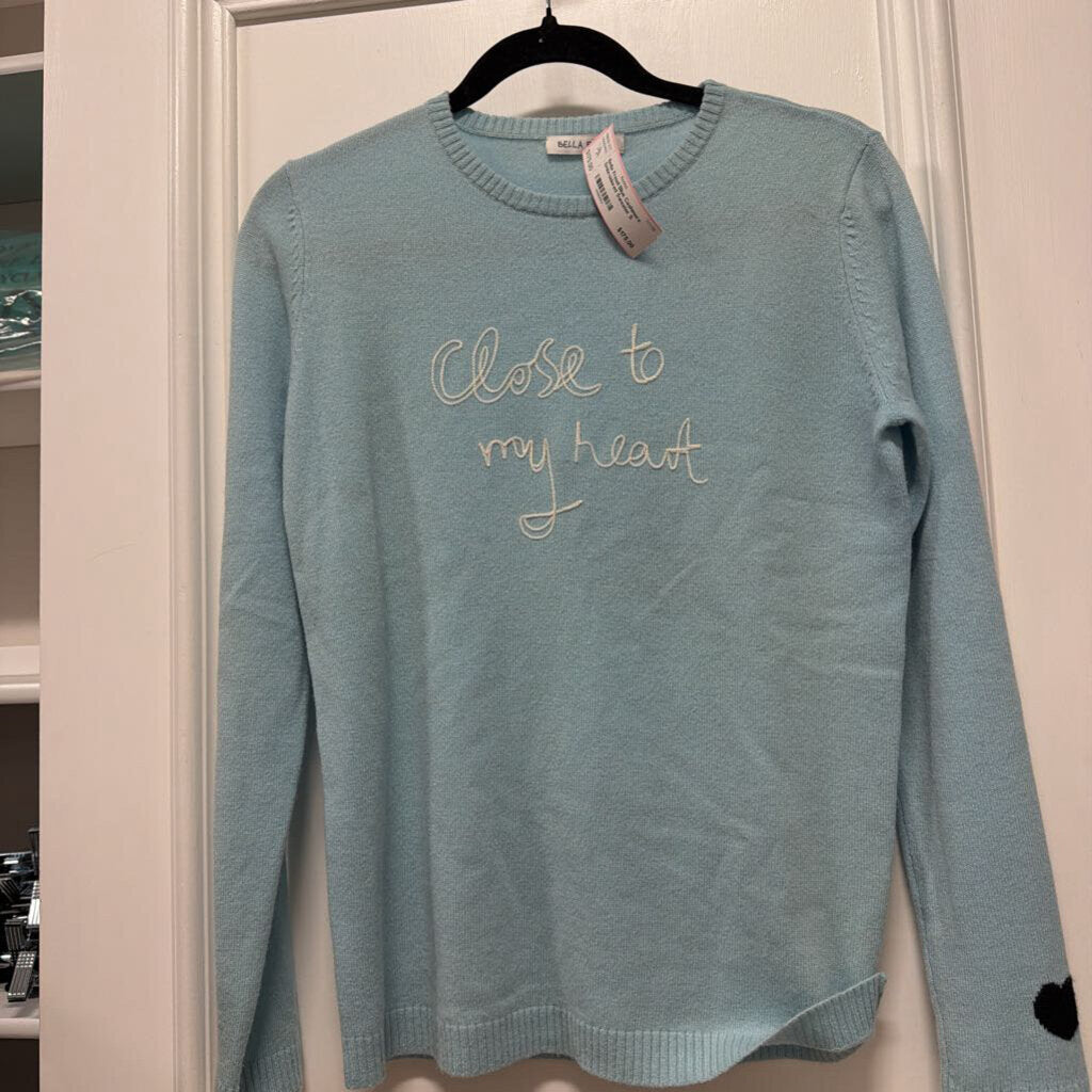 Blue Cashmere Embroidered Sweater