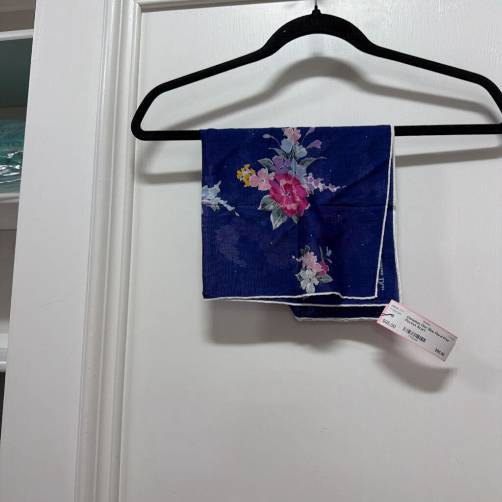 Blue Floral Print Pocket Scarf