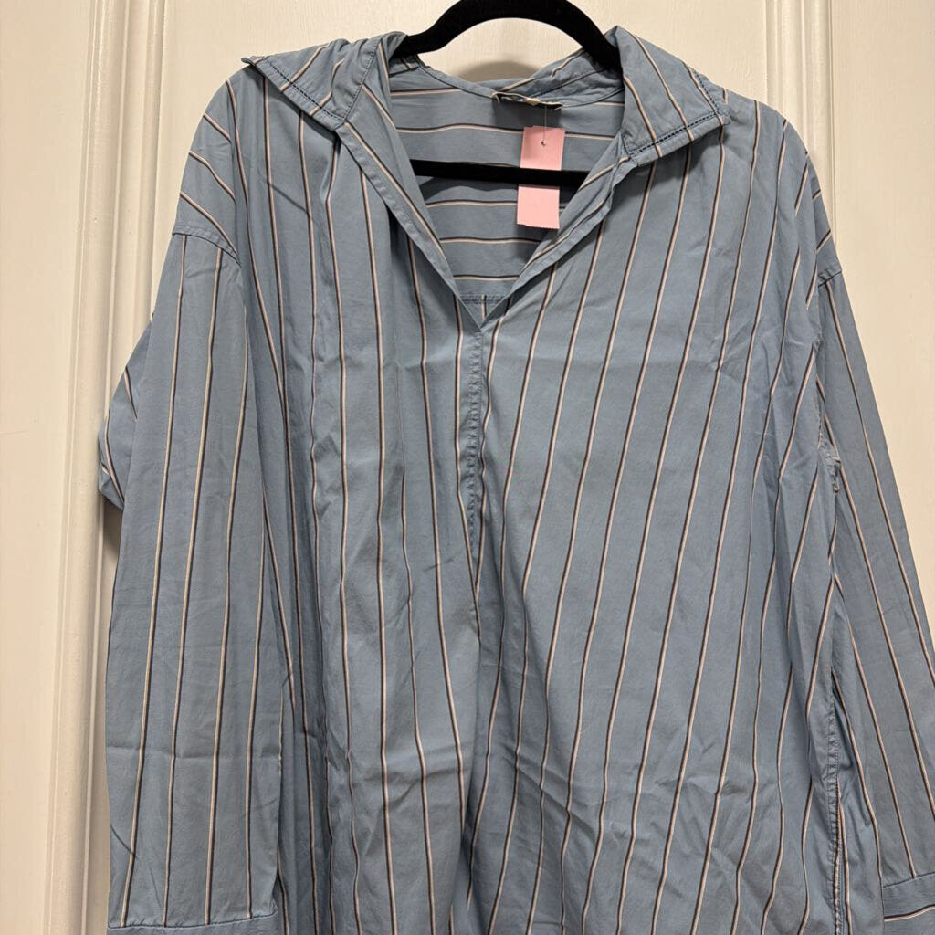 Blue/White Stripe Cotton Blend Shirt