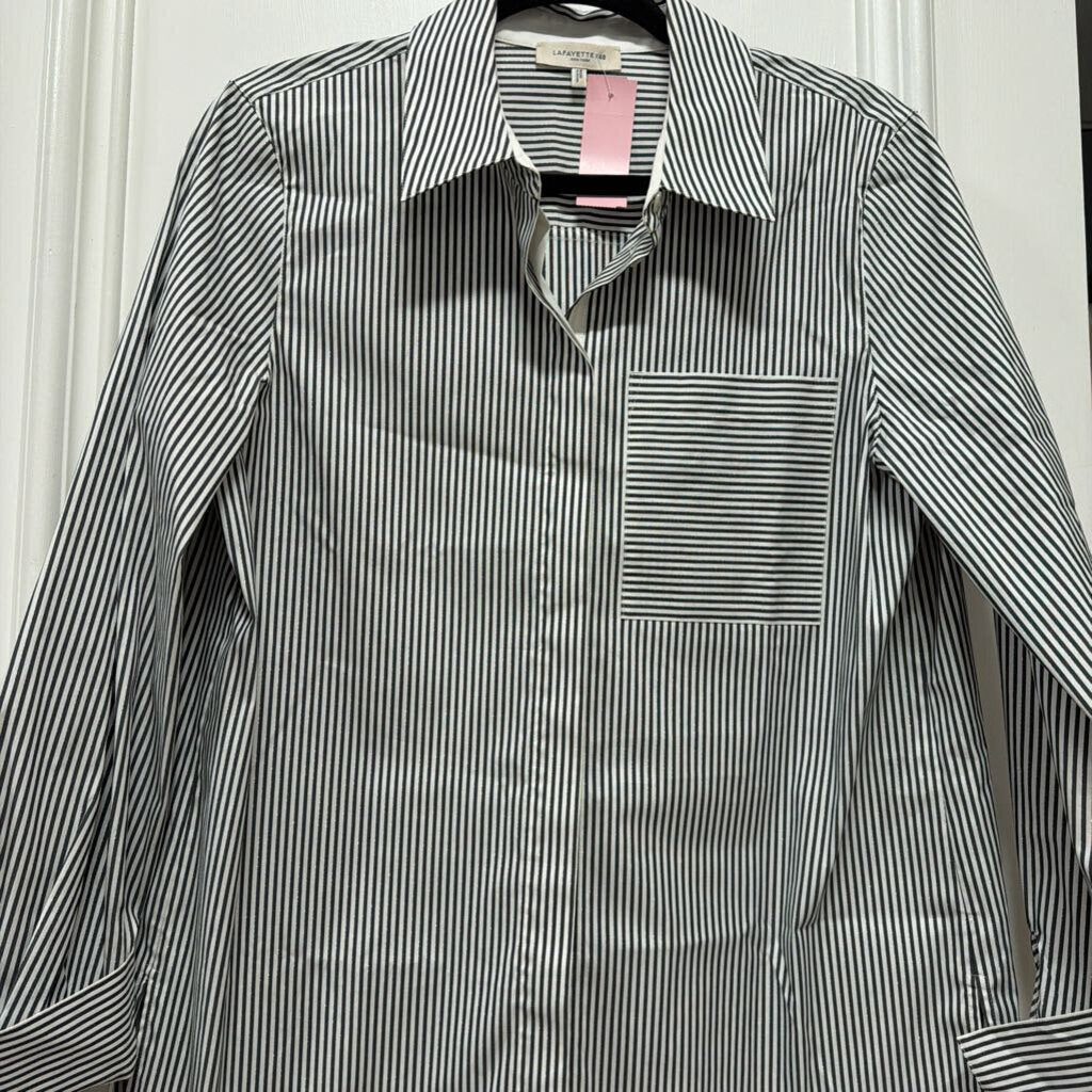 Gray/White Stripe Cotton Blend Shirt