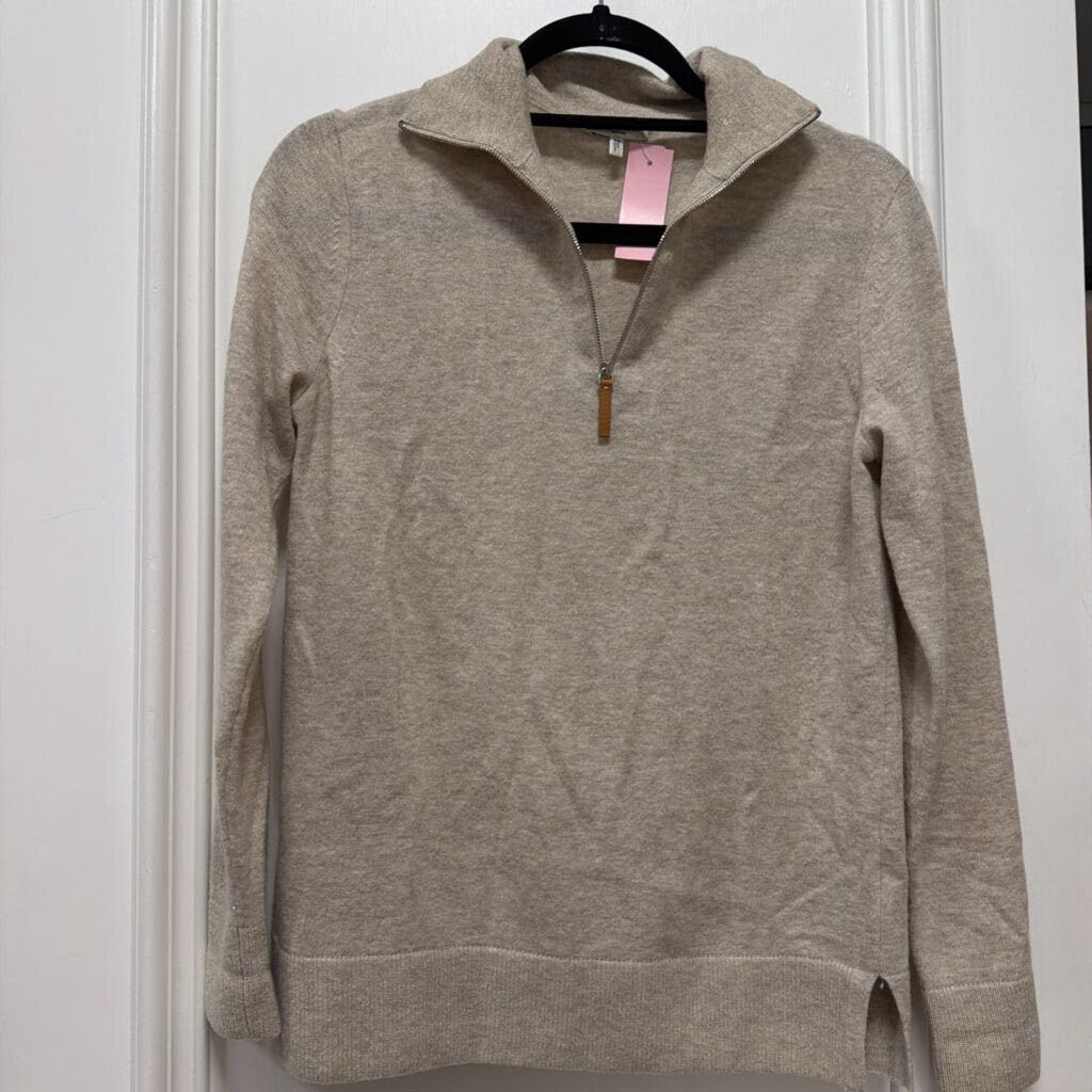 Beige Wool/Cashmere Quarter Zip Sweater