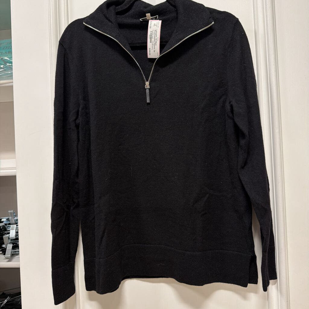 Black Wool/Cashmere Quarter Zip Sweater