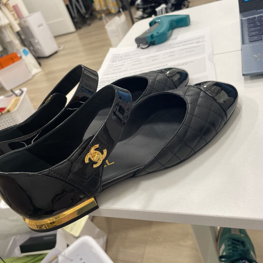 Black Gold Heel Maryjane Flats
