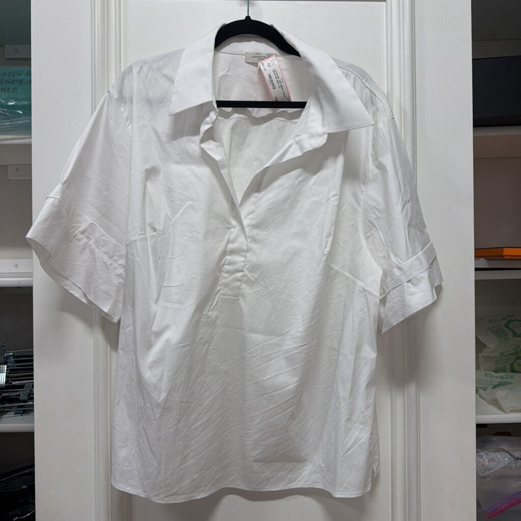 White Cotton Blend SS Shirt