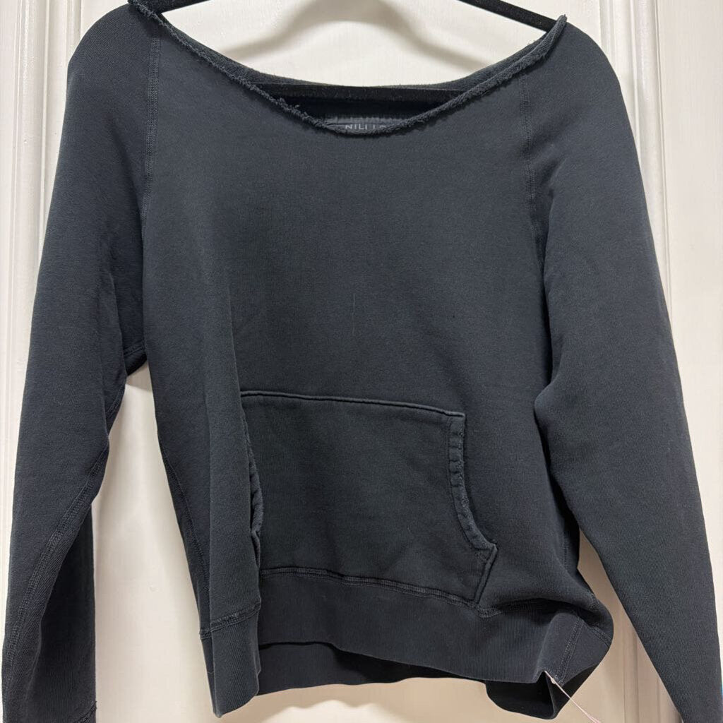 Black Distressed Cotton Sweatshirt