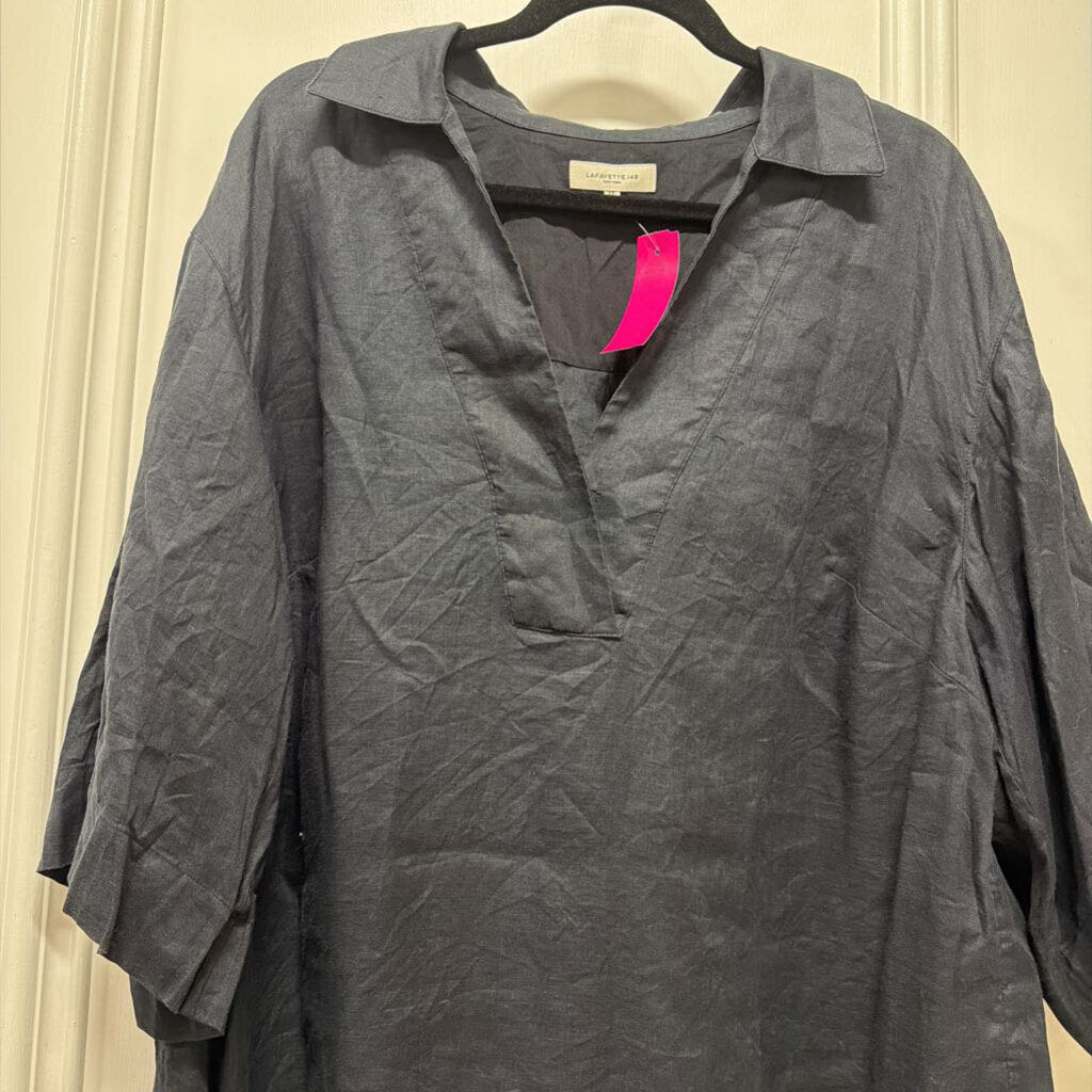 Black Linen Tunic Top