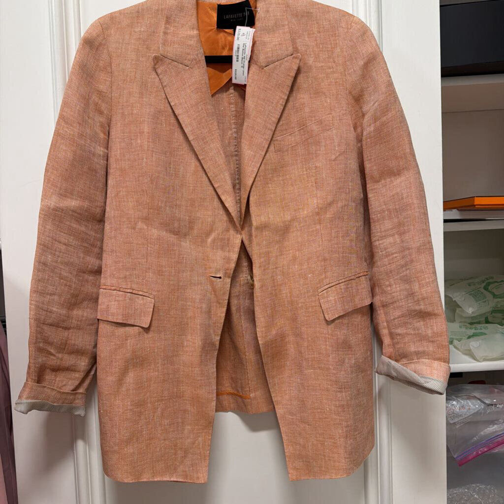 Orange Linen One Button Blazer