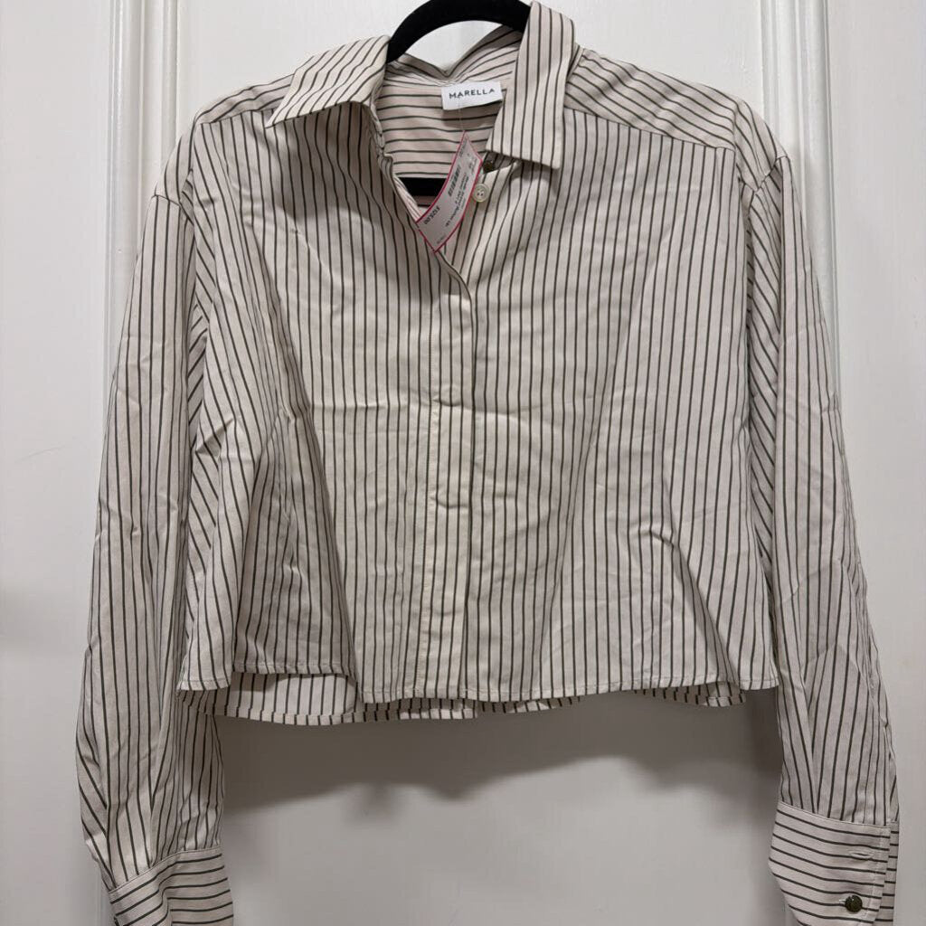 Striped Button Up Cropped Shirt